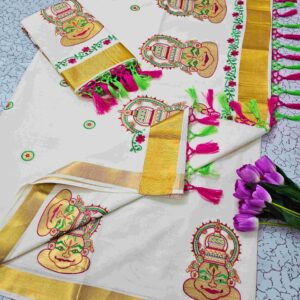 Embroidery Design Kerala Cotton Sarees 078
