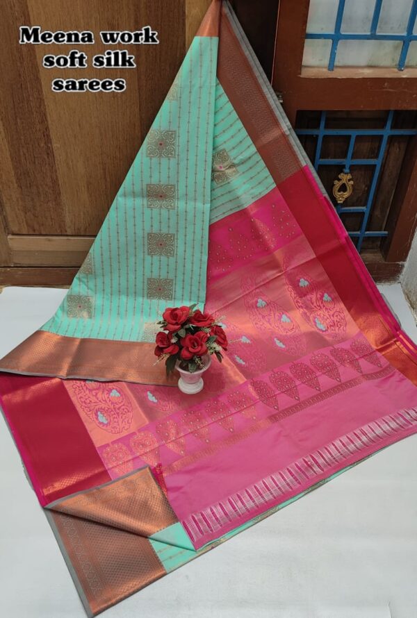 Meena Work Wedding Silk Sarees 019