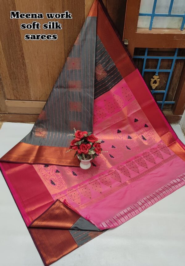 Meena Work Wedding Silk Sarees 021