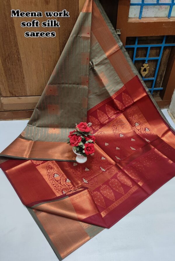 Meena Work Wedding Silk Sarees 030