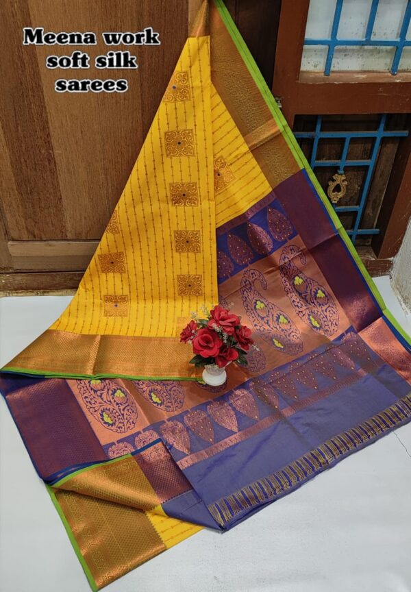 Meena Work Wedding Silk Sarees 040