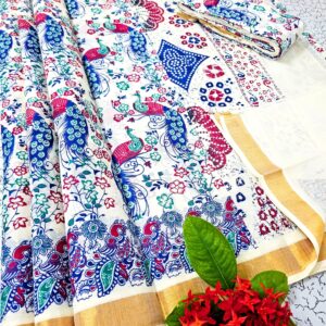 Printed Kerala Cotton Sarees 020