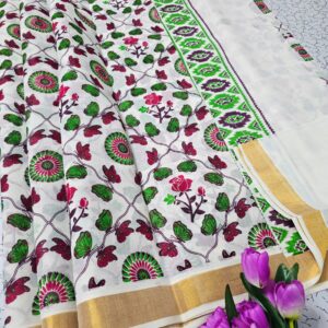 Printed Kerala Cotton Sarees 033